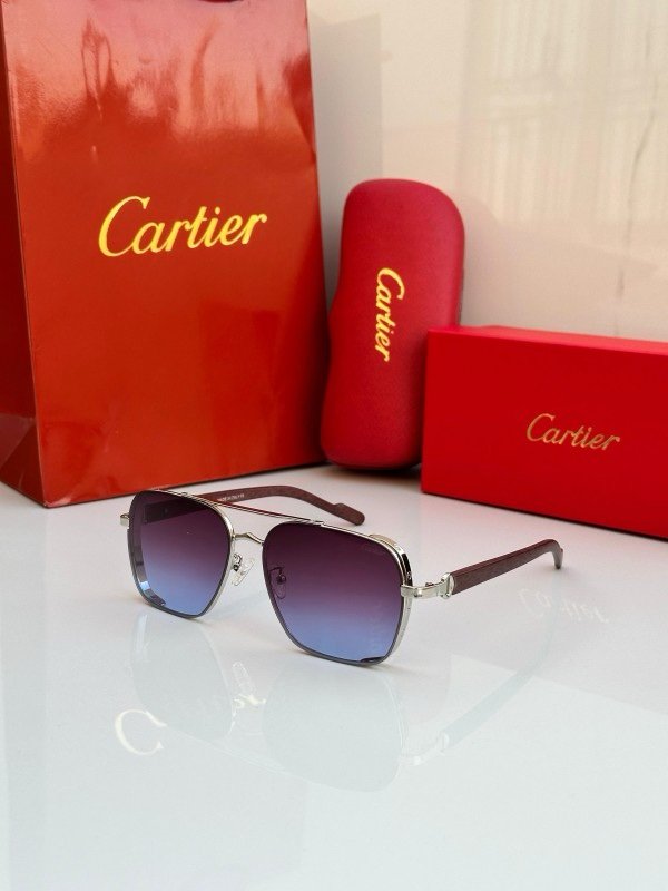 Cartier 505 Silver Blue Sunglasses