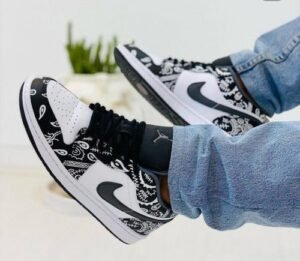 Branded Retro 1 Low Monochrome Splatter Black White