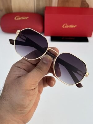 Cartier 264 Gold Black Shaded Sunglasses