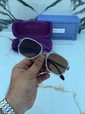Gucci 011 White Brown Sunglasses