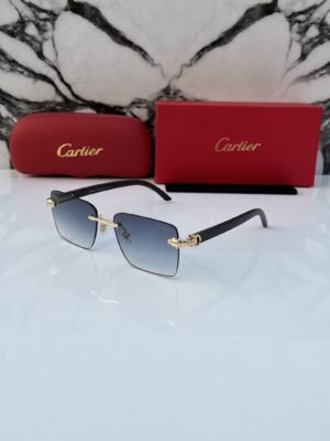 Cartier 3060 Gold Blue Shaded Sunglasses