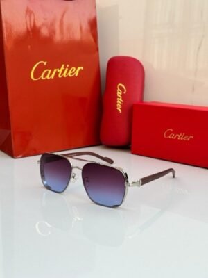 Cartier 505 Silver Blue Sunglasses